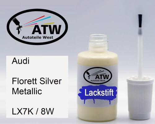 Audi, Florett Silver Metallic, LX7K / 8W: 20ml Lackstift, von ATW Autoteile West.
